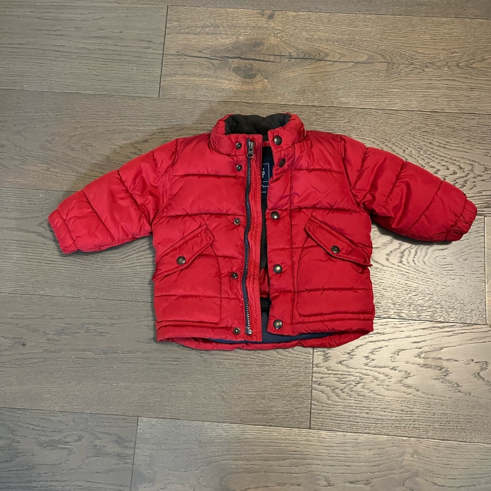 Gap red prima loft kids winter jacket 12-18M EUC